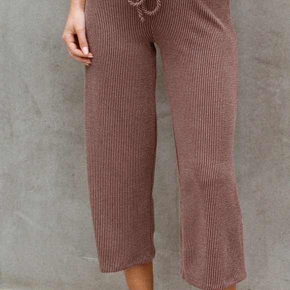 Kylie Paige Wide Leg Ribbed Pant Peppercorn Size Large - Picture 2 of 2